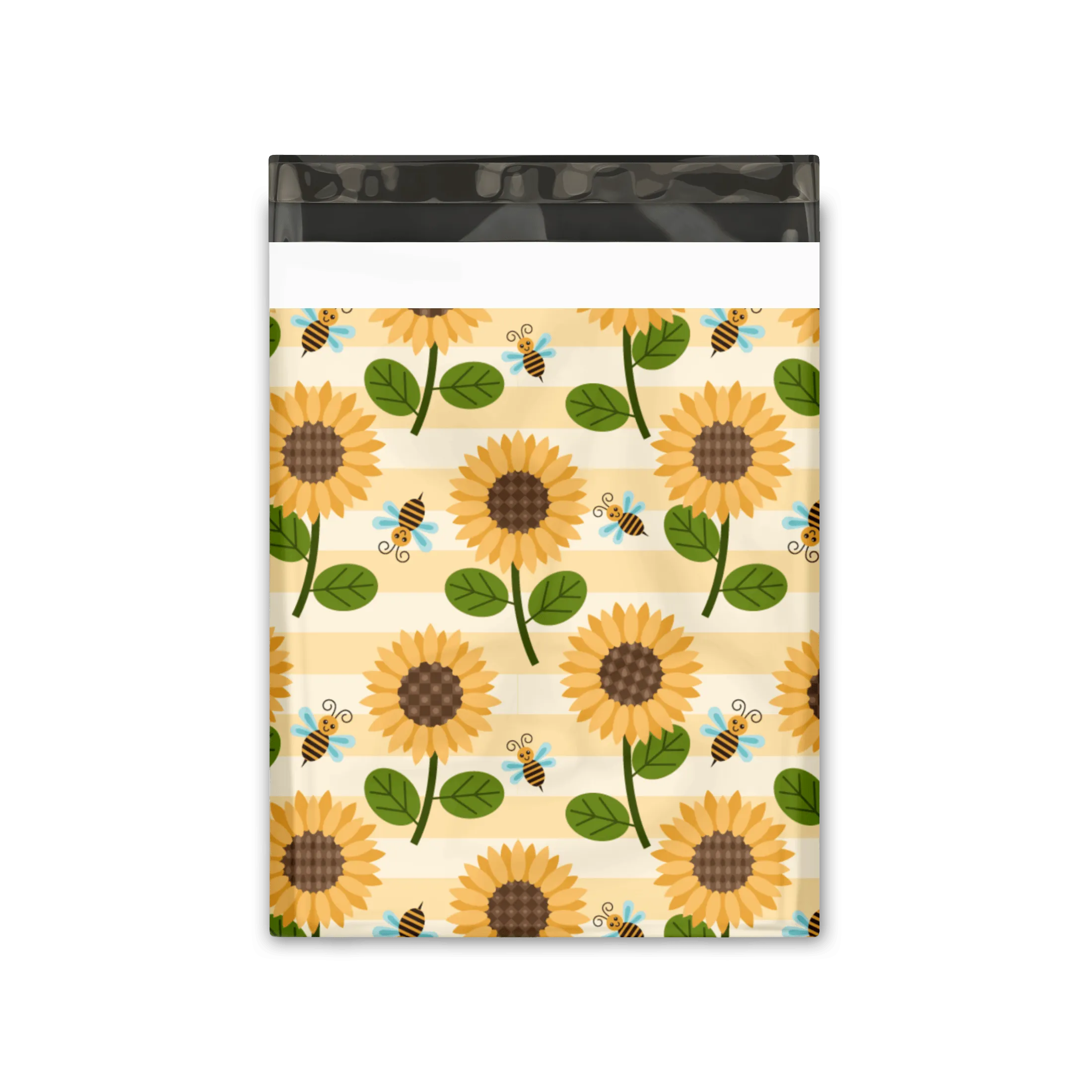 Oxo-Biodegradable 10x13" Sunflowers and Bumble Bees Designer Poly Mailers Shipping Envelopes Premium Printed Bags