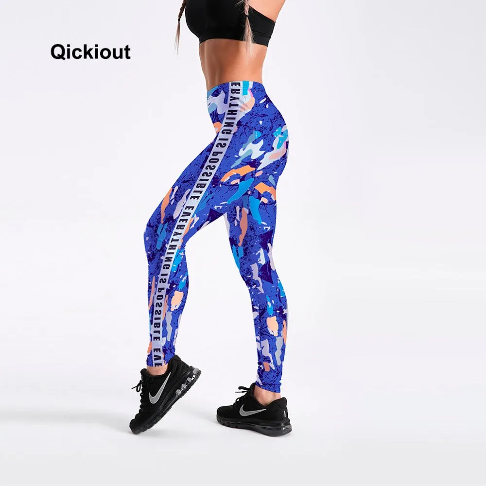 Qickitout 2018 New women leggings side black alphabet printed personality girl's leggings Fitness pants fashion Occident trendy