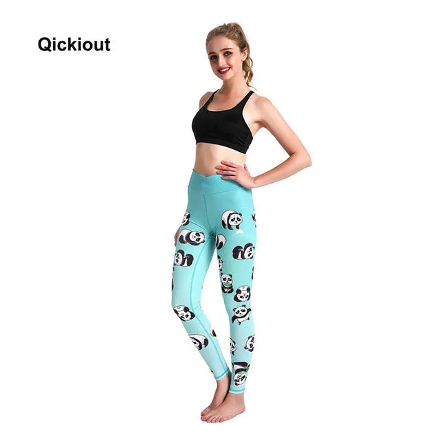 Qickitout Women Push Up Leggings Casual Workout Black Polyester Legging High Waist Bow Leggings Jeggings Women Digital Print