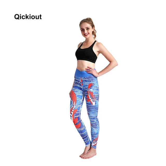 Qickitout Women Push Up Leggings Casual Workout Black Polyester Legging High Waist Bow Leggings Jeggings Women Digital Print