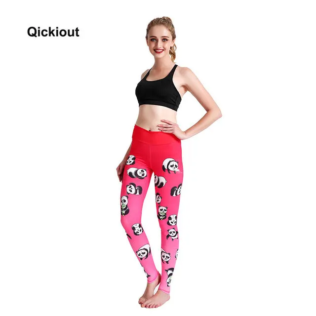 Qickitout Women Push Up Leggings Casual Workout Black Polyester Legging High Waist Bow Leggings Jeggings Women Digital Print