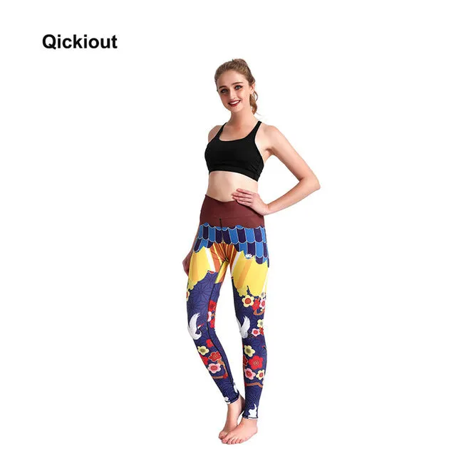 Qickitout Women Push Up Leggings Casual Workout Black Polyester Legging High Waist Bow Leggings Jeggings Women Digital Print