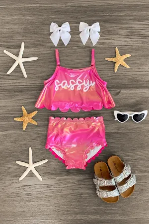 "Sassy" Pink Metallic Bikini