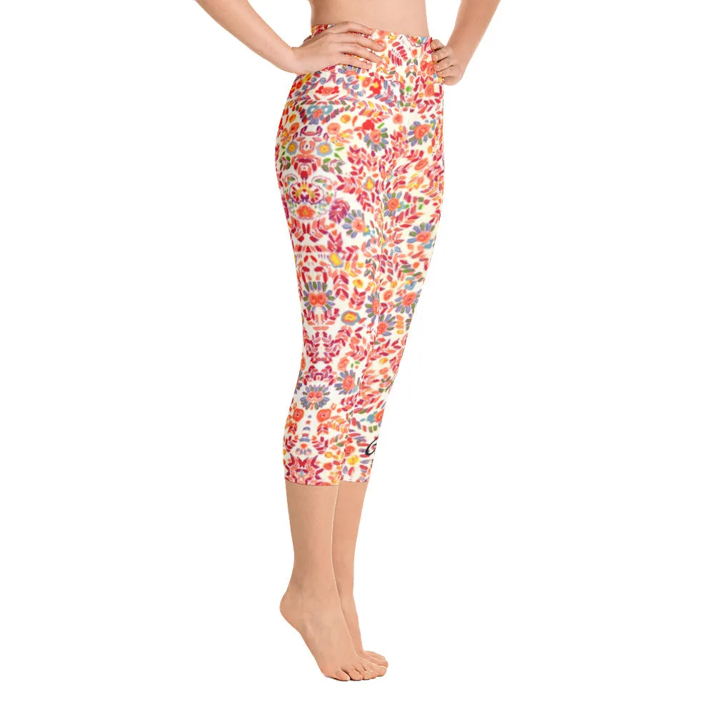 Retro Paisley Yoga Capri Leggings