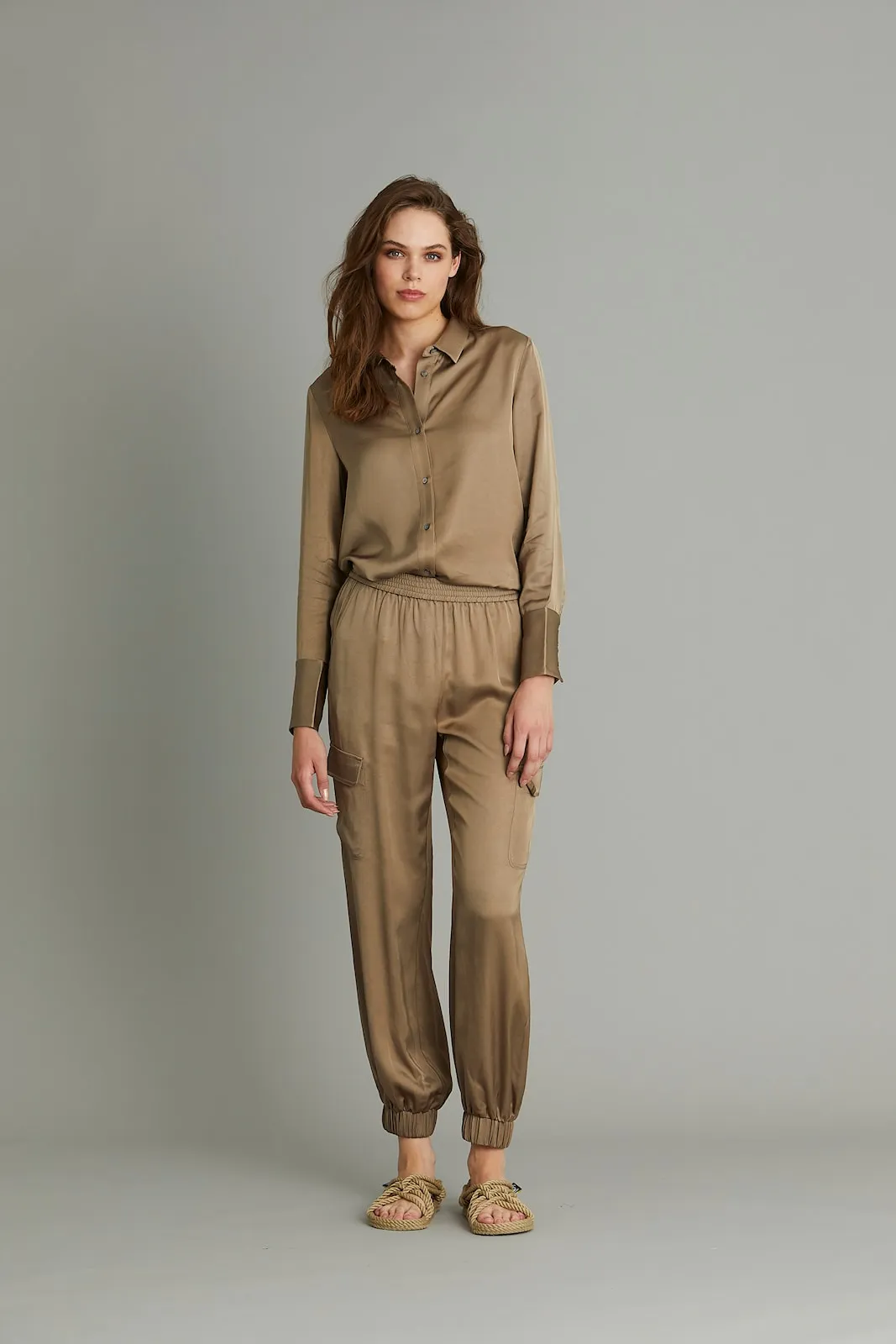 Rue De Femme Seylem Bronze satin shirt