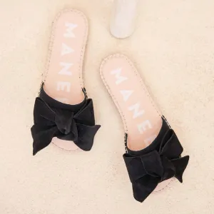 Sandals With Bow Hamptons Black Suede