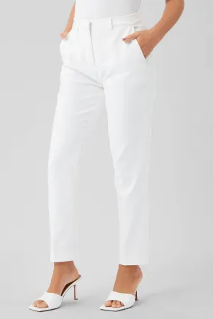 Sian Skinny Fit White Cotton Trousers