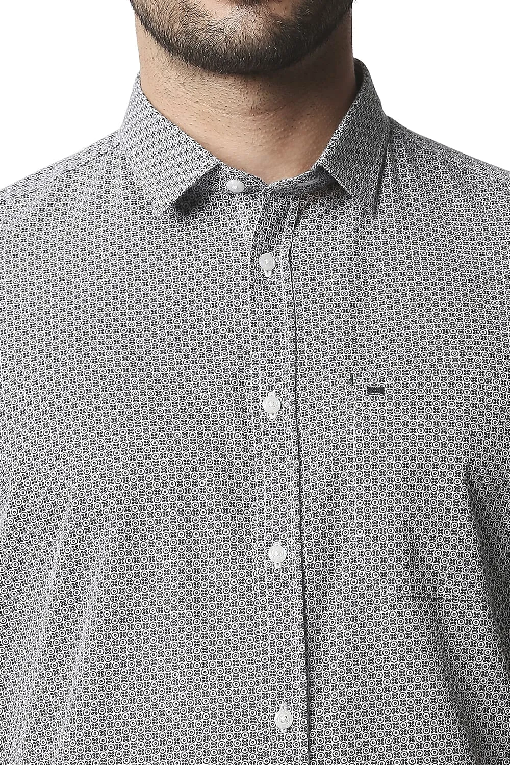 Slim Fit Poplin Printed Halfsleeves Shirt