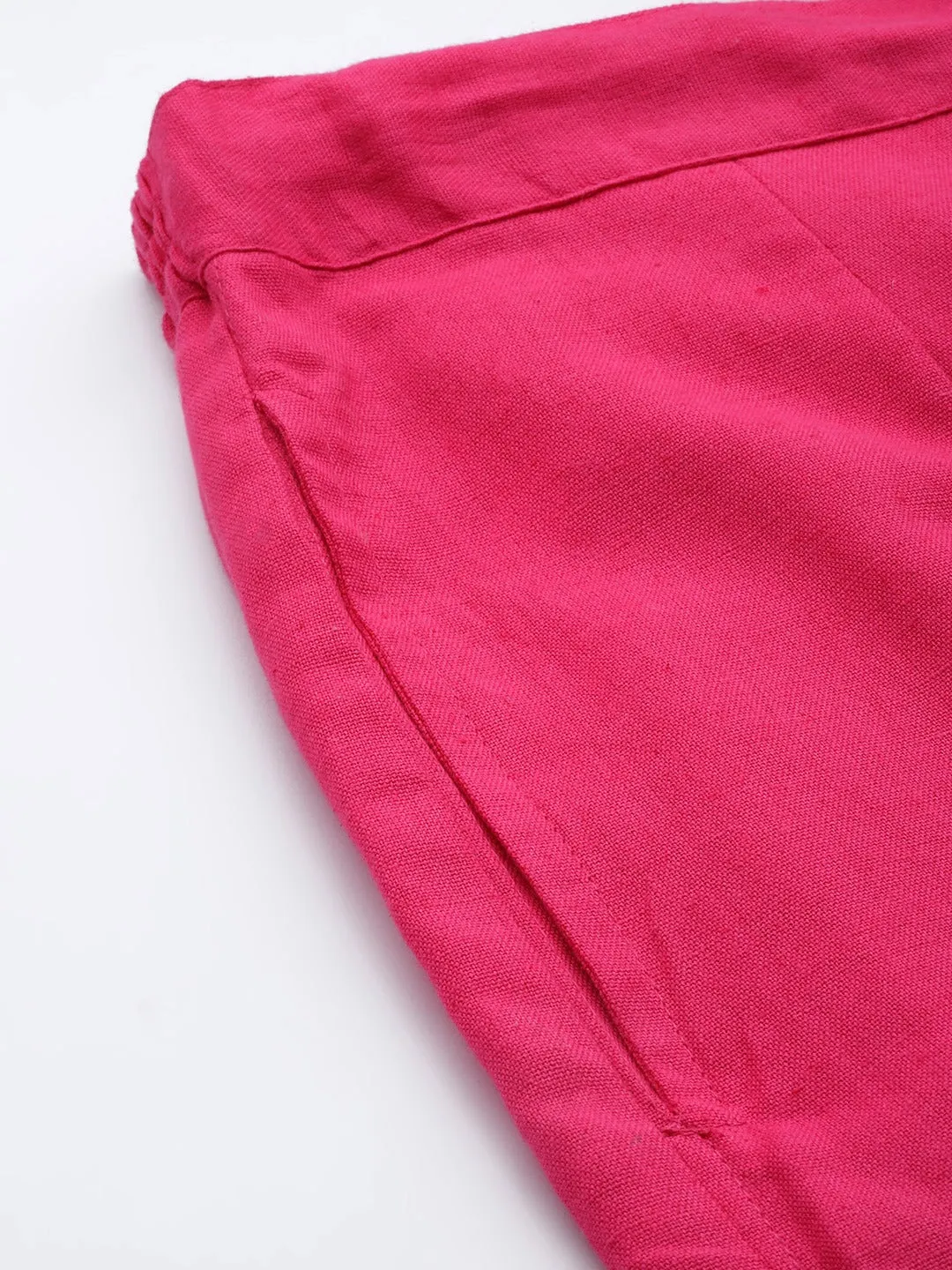 Solid Pink Cotton Trousers