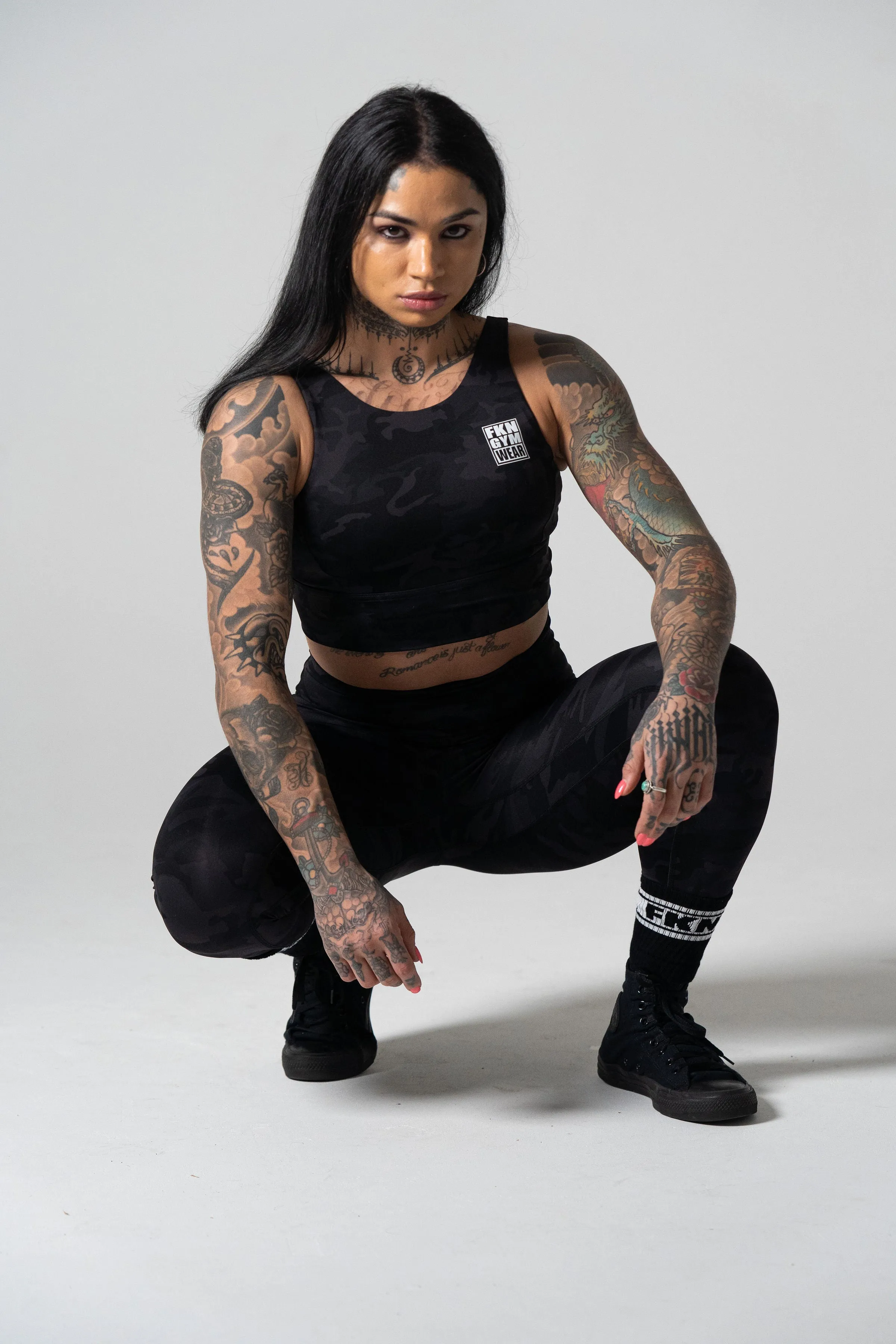 Stealth | Women's Gym Leggings | Black Camo