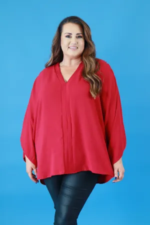 Stella Kimono Sleeve Blouse in Red