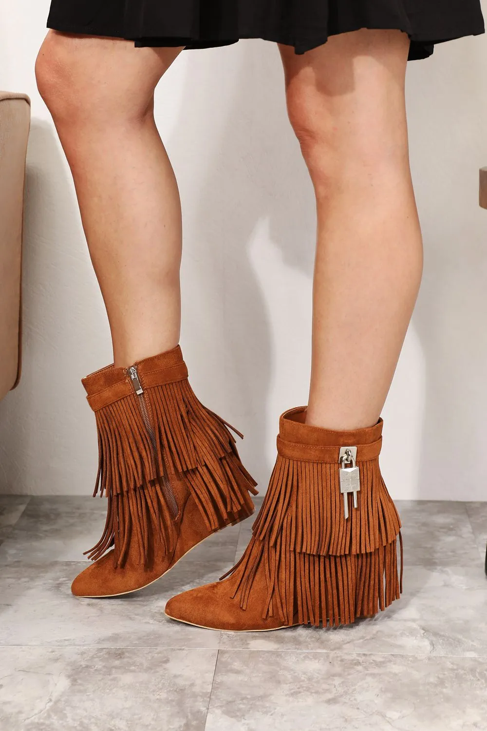 Tassel Wedge Ankle Booties