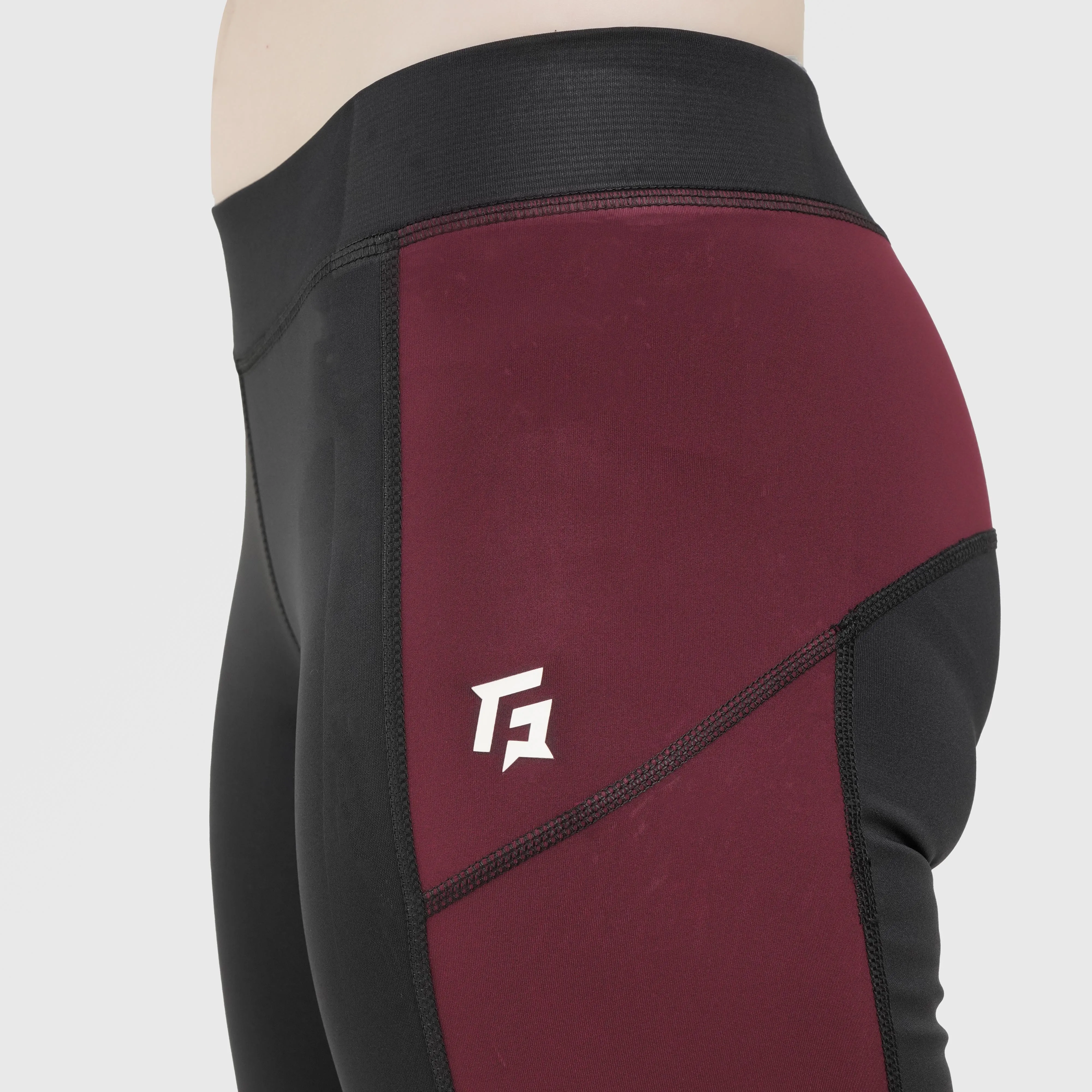 Time Leggings (Black-Maroon)