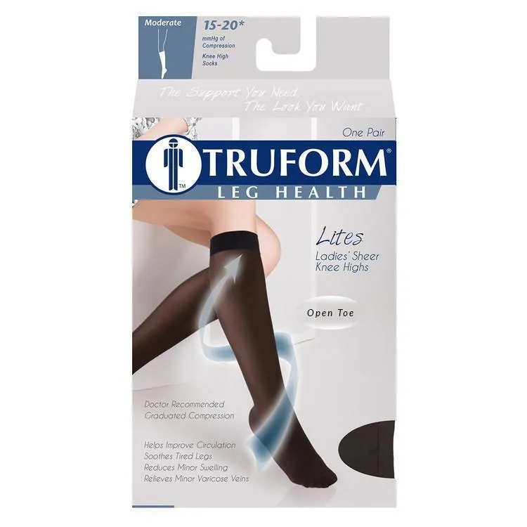 TRUFORM® Lites Women's Knee High 15-20 mmHg, Open Toe