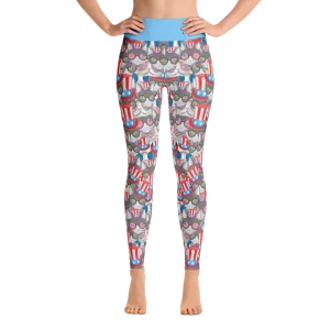 USA Cats Overload Blue Top Yoga Leggings