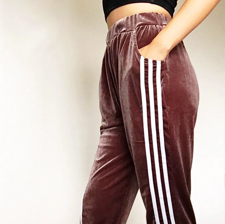 VELVET STRIPES JOGGERS TROUSERS