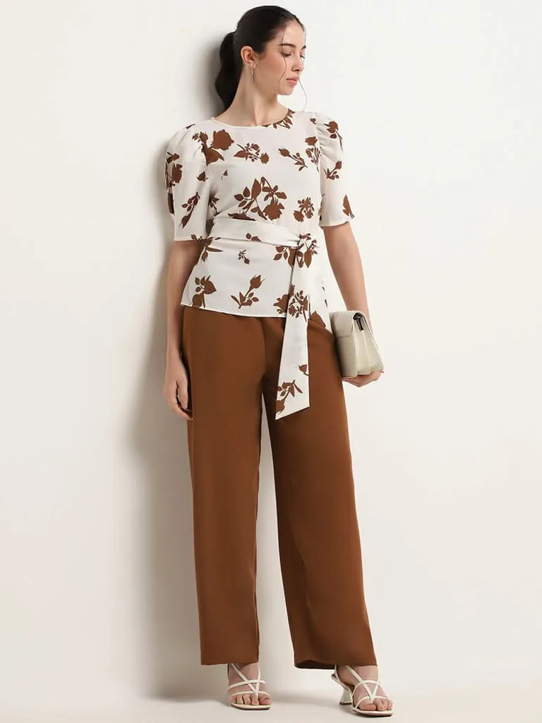 Wardrobe Brown Wide-Leg Fit Trousers