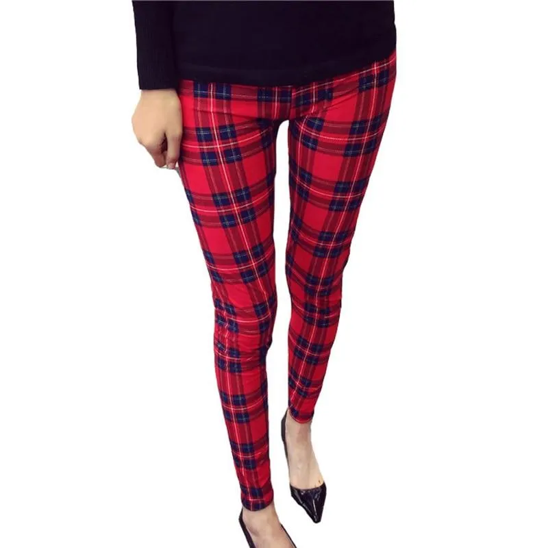 Women Plaid  Floral Stripe Trouser High Waist Pants