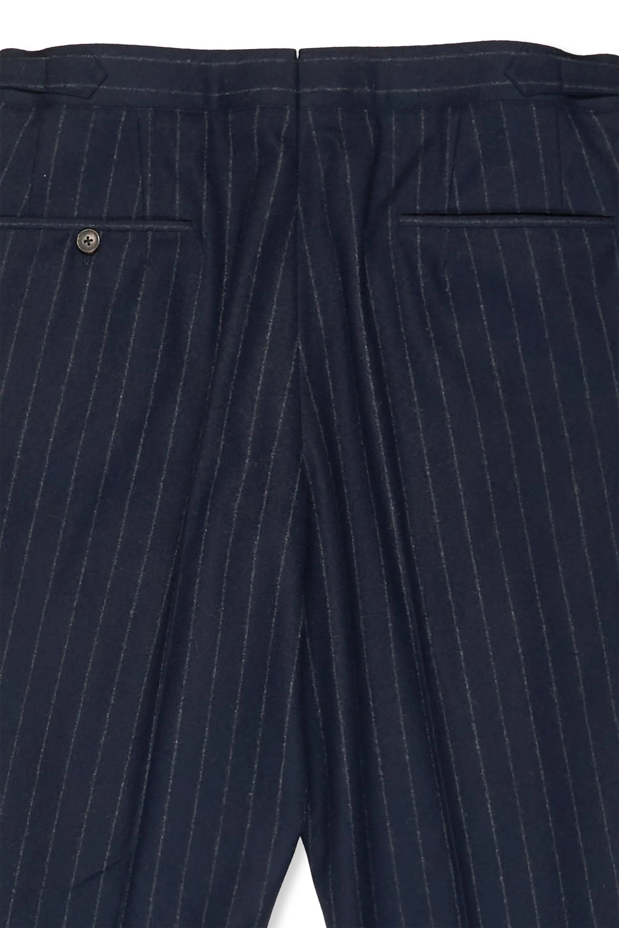 WW Chan Navy Chalkstripe Flannel Three Piece Suit Bespoke